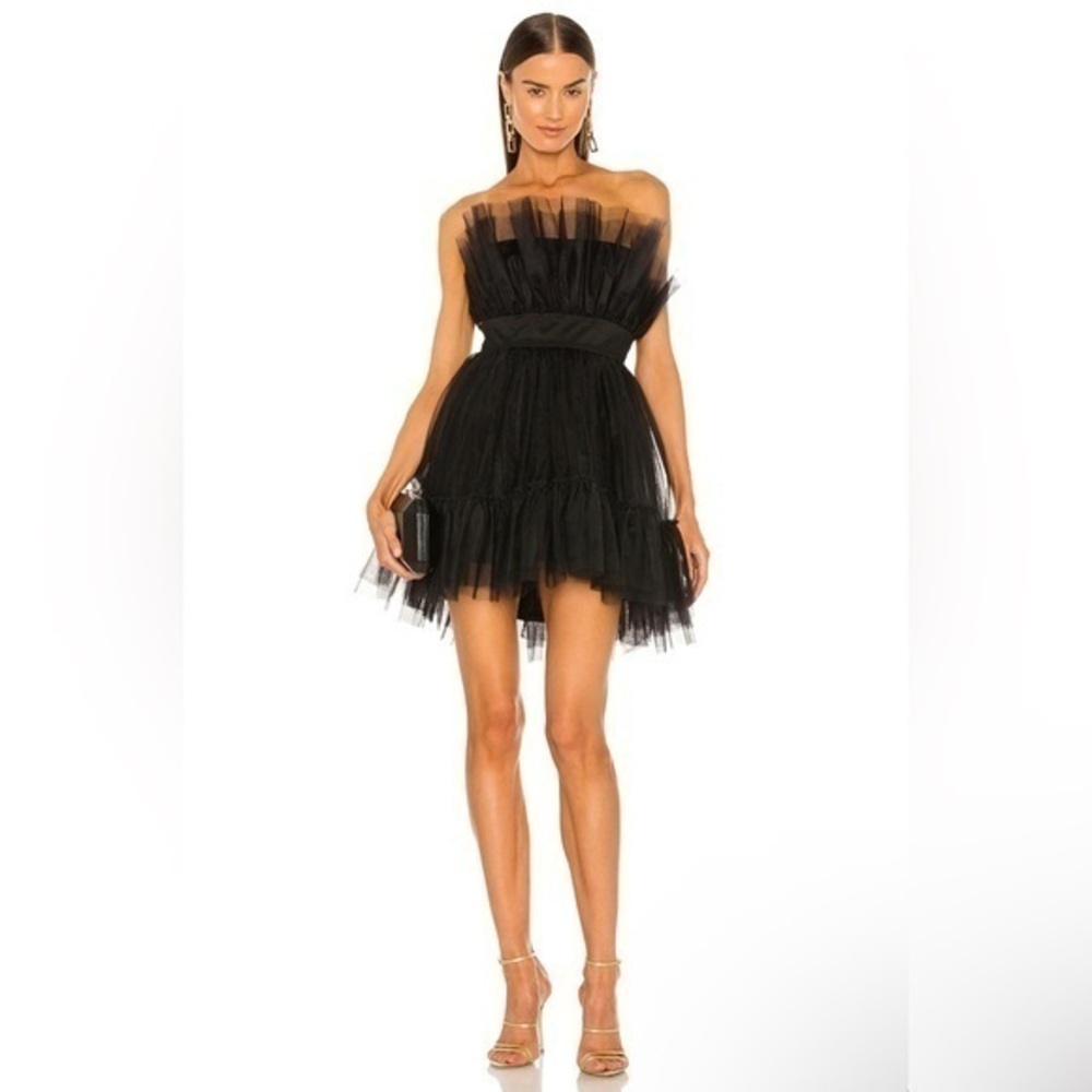 Katie May Black Strapless Tulle Voluminous Puffy Elle Mini Dress